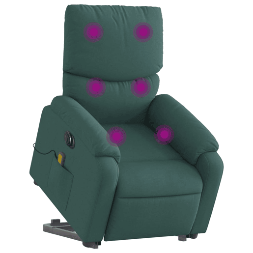Poltrona elétrica massagens - Poltrona relax tecido verde-escuro