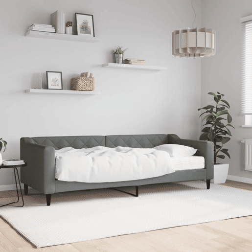 Sofá-cama, Sofá conversível com colchão 80x200 cm tecido cinzento-escuro