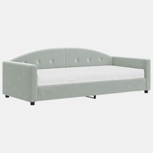 Sofá-cama, Sofá conversível com colchão 90x190 cm veludo cinzento-claro