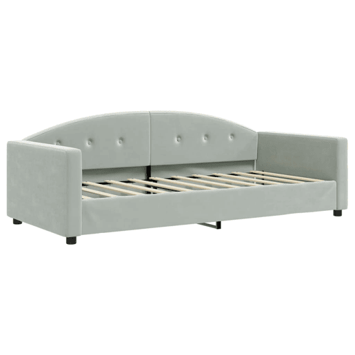 Sofá-cama, Sofá conversível com colchão 90x190 cm veludo cinzento-claro