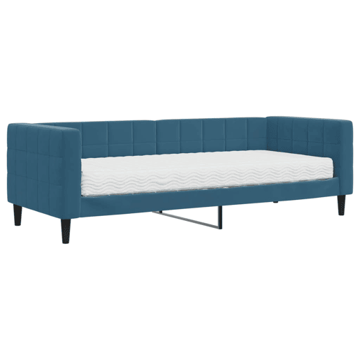 Sofá-cama, Sofá conversível com colchão 80x200 cm veludo azul