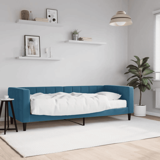 Sofá-cama, Sofá conversível com colchão 80x200 cm veludo azul