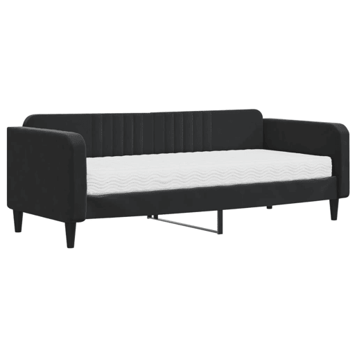 Sofá-cama, Sofá conversível com colchão 90x200 cm veludo preto