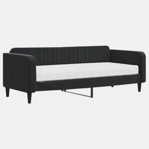 Sofá-cama, Sofá conversível com colchão 90x200 cm veludo preto
