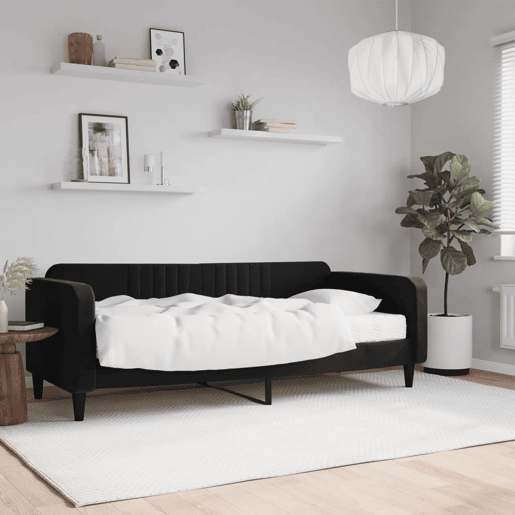 Sofá-cama, Sofá conversível com colchão 90x200 cm veludo preto