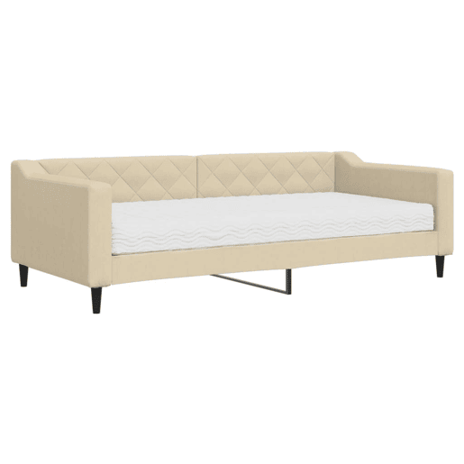 Sofá-cama, Sofá conversível com colchão 90x200 cm tecido cor creme