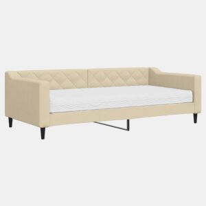 Sofá-cama, Sofá conversível com colchão 90x200 cm tecido cor creme