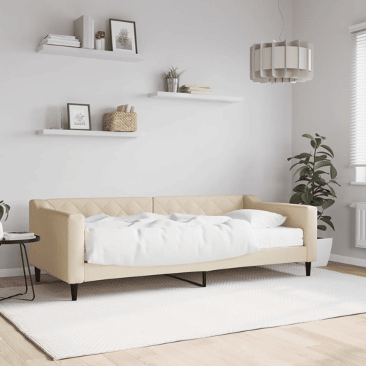 Sofá-cama, Sofá conversível com colchão 90x200 cm tecido cor creme