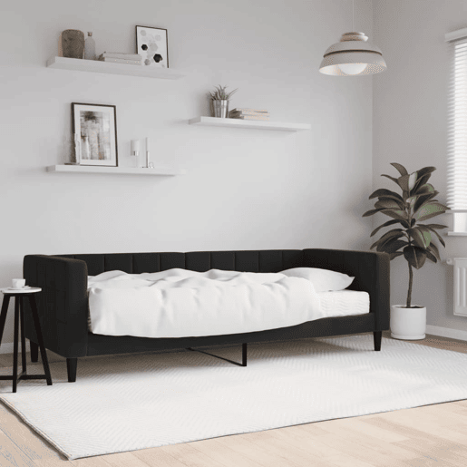 Sofá-cama, Sofá conversível com colchão 80x200 cm veludo preto