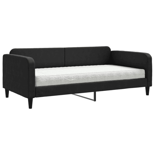 Sofá-cama, Sofá conversível com colchão 100x200 cm tecido preto