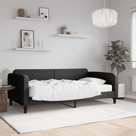 Sofá-cama, Sofá conversível com colchão 100x200 cm tecido preto