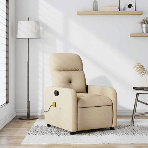 Poltrona de massagens reclinável - Poltrona relax tecido cor creme