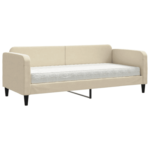 Sofá-cama, Sofá conversível com colchão 80x200 cm tecido cor creme