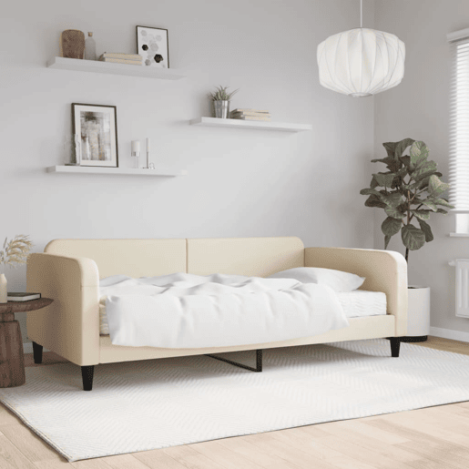 Sofá-cama, Sofá conversível com colchão 80x200 cm tecido cor creme