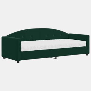 Sofá-cama, Sofá conversível com colchão 90x200 cm veludo verde-escuro