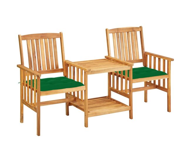 Conjunto de sillas y mesita de jardín - muebles de jardín con cojines madera maciza acacia