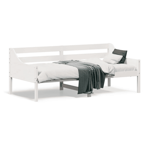 Sofá-cama, Sofá conversível sem colchão 90x190 cm madeira de pinho maciça branco