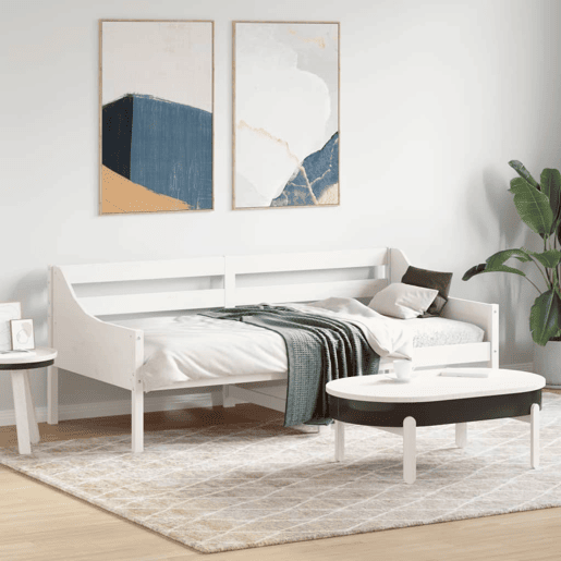 Sofá-cama, Sofá conversível sem colchão 90x190 cm madeira de pinho maciça branco