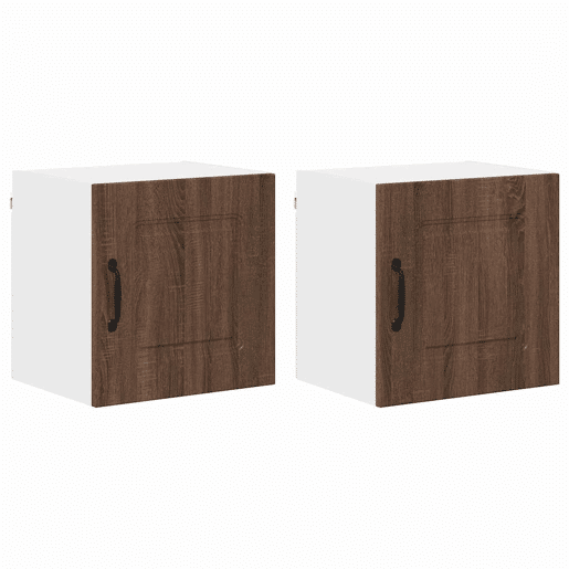 Lote de 2 Armários de cozinha suspendidos - Cozinha modular Colgantes com porta Carvalho Marrom