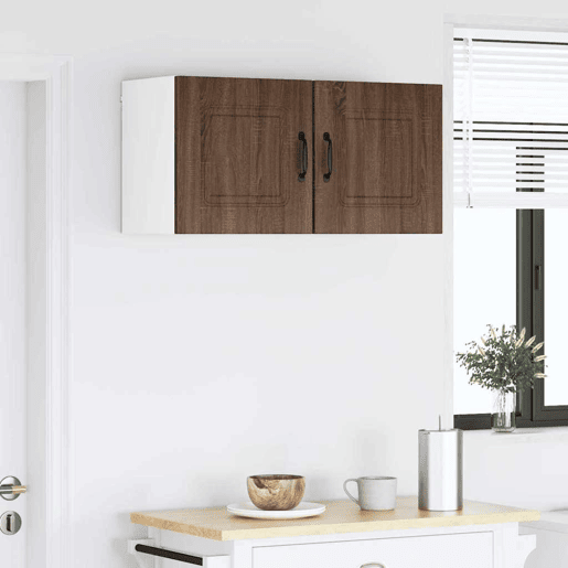Lote de 2 Armários de cozinha suspendidos - Cozinha modular Colgantes com porta Carvalho Marrom