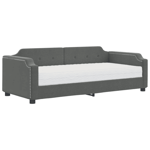 Sofá-cama, Sofá conversível com colchão 100x200 cm tecido cinzento-escuro