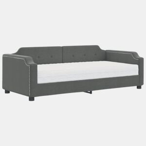 Sofá-cama, Sofá conversível com colchão 100x200 cm tecido cinzento-escuro