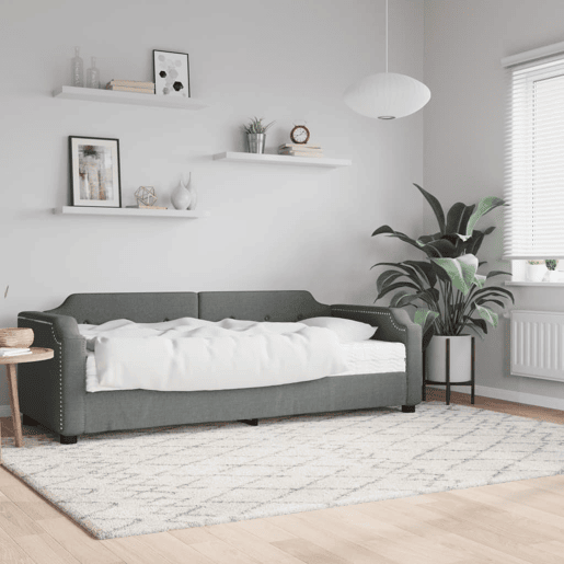 Sofá-cama, Sofá conversível com colchão 100x200 cm tecido cinzento-escuro