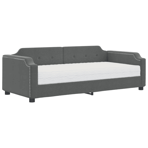 Sofá-cama, Sofá conversível com colchão 90x200 cm tecido cinzento-escuro