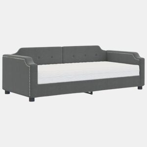 Sofá-cama, Sofá conversível com colchão 90x200 cm tecido cinzento-escuro