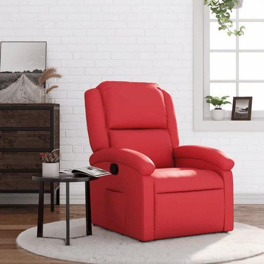 Poltrona reclinável - Poltrona relax couro artificial vermelho