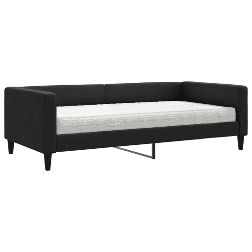 Sofá-cama, Sofá conversível com colchão 100x200 cm tecido preto
