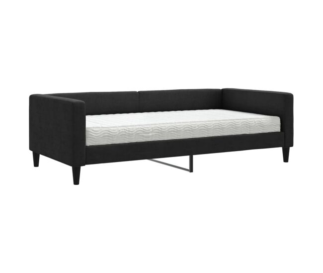 Sofá cama - sofá convertible con colchón tela negro 100x200 cm