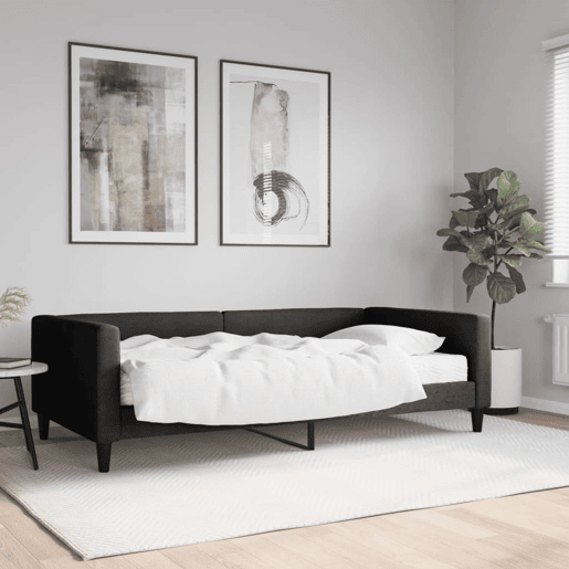 Sofá-cama, Sofá conversível com colchão 100x200 cm tecido preto