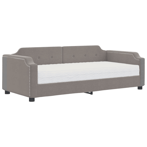 Sofá-cama, Sofá conversível com colchão 100x200 cm tecido cinzento-acastanhado