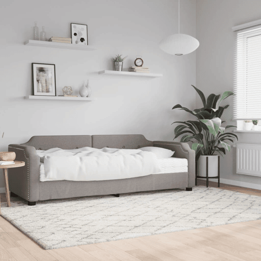 Sofá-cama, Sofá conversível com colchão 100x200 cm tecido cinzento-acastanhado