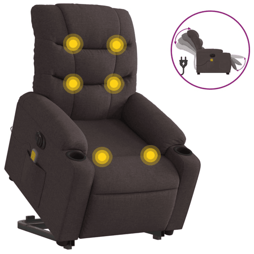 Poltrona elétrica massagens - Poltrona relax tecido castanho-escuro