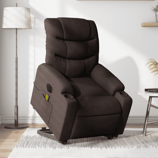 Poltrona elétrica massagens - Poltrona relax tecido castanho-escuro
