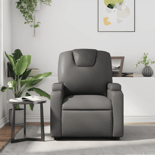 Poltrona de massagens reclinável - Poltrona relax couro artificial cinzento