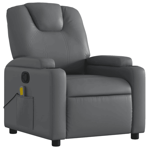 Poltrona de massagens reclinável - Poltrona relax couro artificial cinzento