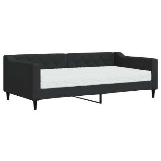 Sofá-cama, Sofá conversível com colchão 90x190 cm tecido preto