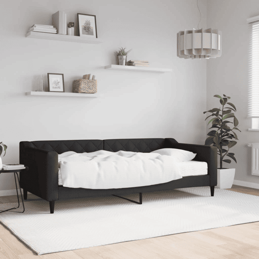 Sofá-cama, Sofá conversível com colchão 90x190 cm tecido preto