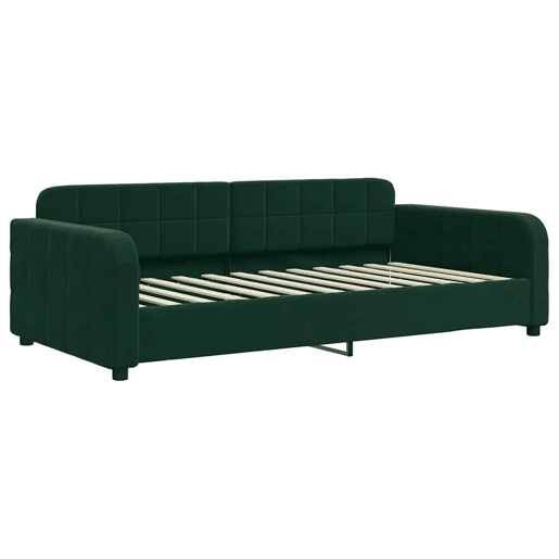 Sofá-cama, Sofá conversível 100x200 cm veludo verde-escuro