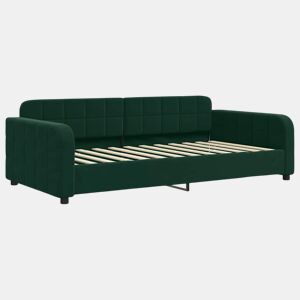 Sofá-cama, Sofá conversível 100x200 cm veludo verde-escuro