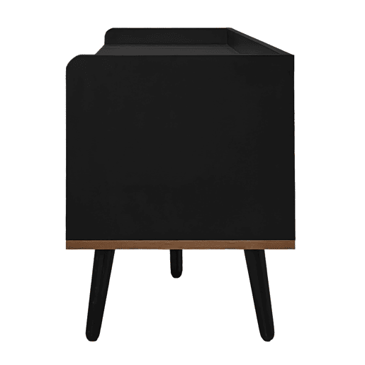 Móvel de TV 160 cm - Design compacto, 3 portas - Preto e Natural Móvel de TV 160 cm - Design compacto, 3 portas - Preto e Natural