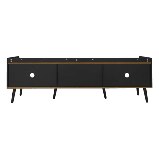 Móvel de TV 160 cm - Design compacto, 3 portas - Preto e Natural Móvel de TV 160 cm - Design compacto, 3 portas - Preto e Natural