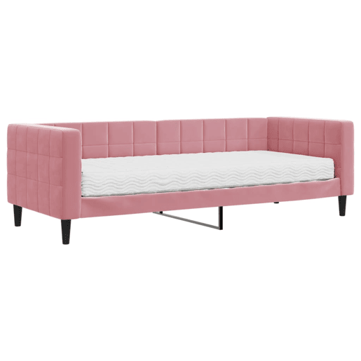 Sofá-cama, Sofá conversível com colchão 80x200 cm veludo rosa Sofá-cama, Sofá conversível com colchão 80x200 cm veludo rosa