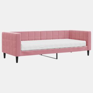 Sofá-cama, Sofá conversível com colchão 80x200 cm veludo rosa