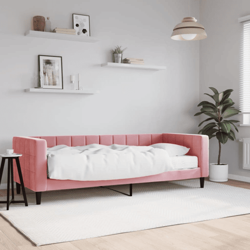 Sofá-cama, Sofá conversível com colchão 80x200 cm veludo rosa Sofá-cama, Sofá conversível com colchão 80x200 cm veludo rosa
