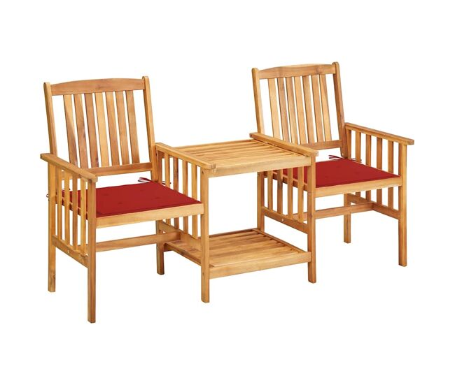 Conjunto de sillas y mesita de jardín - muebles de jardín con cojines madera maciza acacia