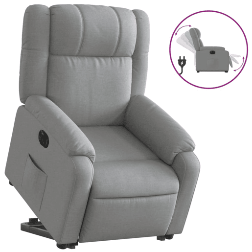 Poltrona reclinável - Poltrona relax elétrica tecido cinzento-claro